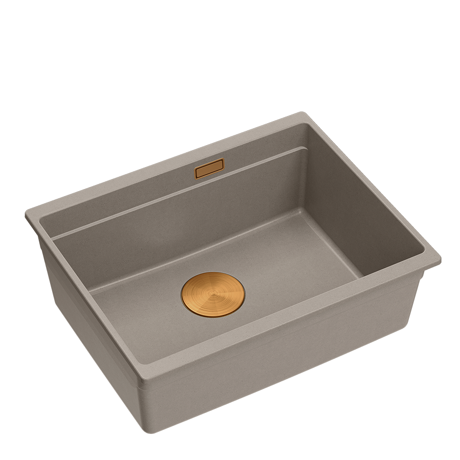 Zlewozmywak granitowy QUADRON LOGAN 100 56x45 SOFT TAUPE / MIEDZIANY - Zlew kuchenny jednokomorowy