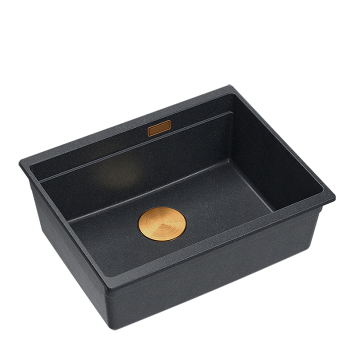 Zlewozmywak granitowy QUADRON LOGAN 100 56x45 BLACK DIAMOND / MIEDZIANY - Zlew kuchenny jednokomorowy