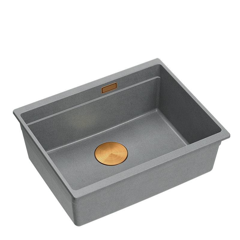 Zlewozmywak granitowy QUADRON LOGAN 100 56x45 SILVER STONE / MIEDZIANY - Zlew kuchenny jednokomorowy