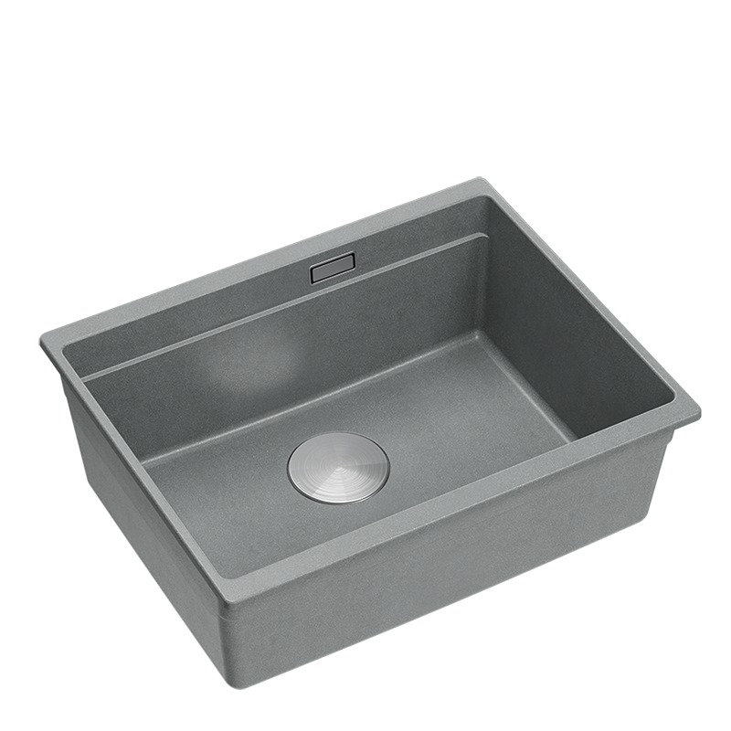 Zlewozmywak granitowy QUADRON LOGAN 100 56x45 SILVER STONE / STAL SZLACHETNA - Zlew kuchenny jednokomorowy