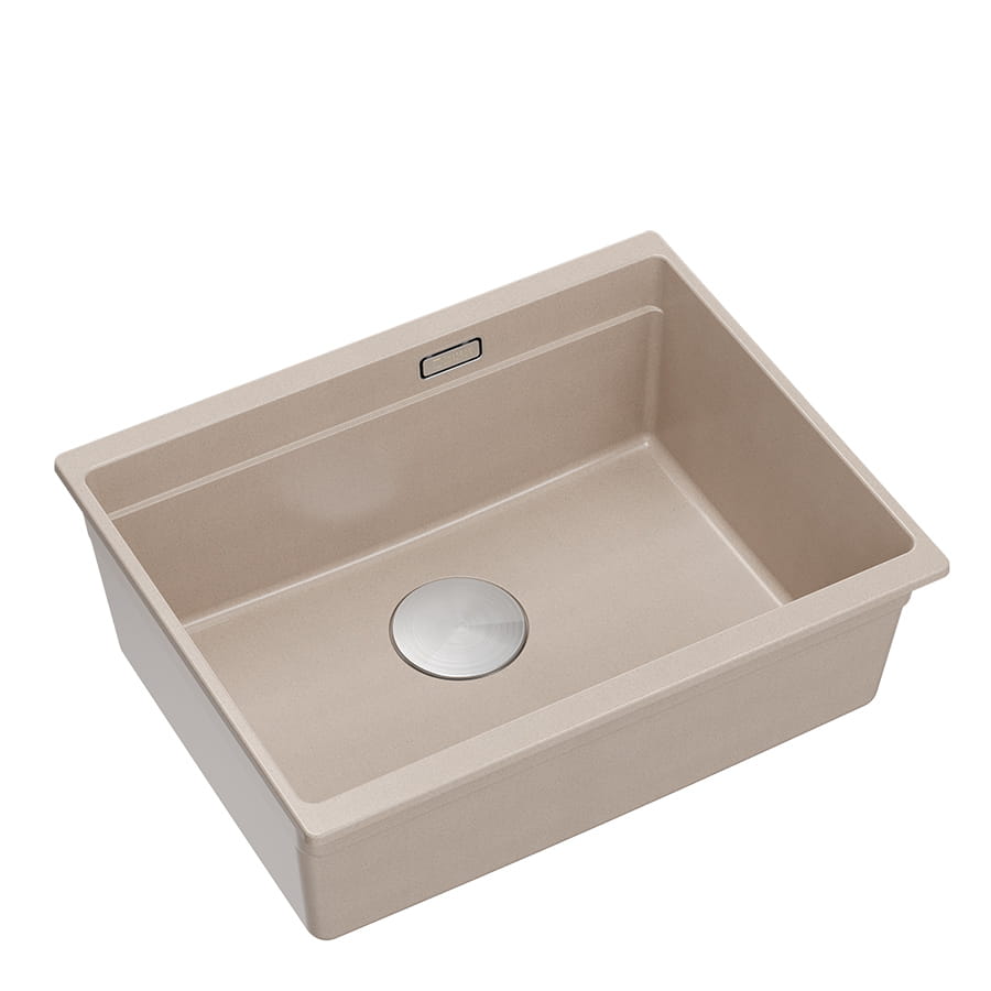 Zlewozmywak granitowy QUADRON LOGAN 100 56x45 PEARL BEIGE / STAL SZLACHETNA - Zlew kuchenny jednokomorowy 