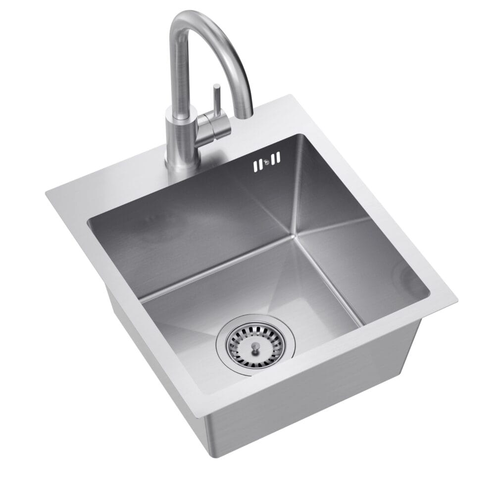 Zlewozmywak stalowy QUADRON LUKE 90 40x45 STAL SZLACHETNA - Zlew kuchenny jednokomorowy z baterią stalową