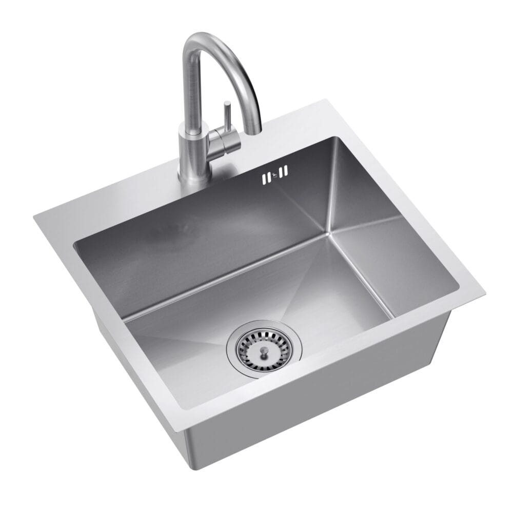 Zlewozmywak stalowy QUADRON LUKE 100 50x45 STAL SZLACHETNA - Zlew kuchenny jednokomorowy  z baterią stalową