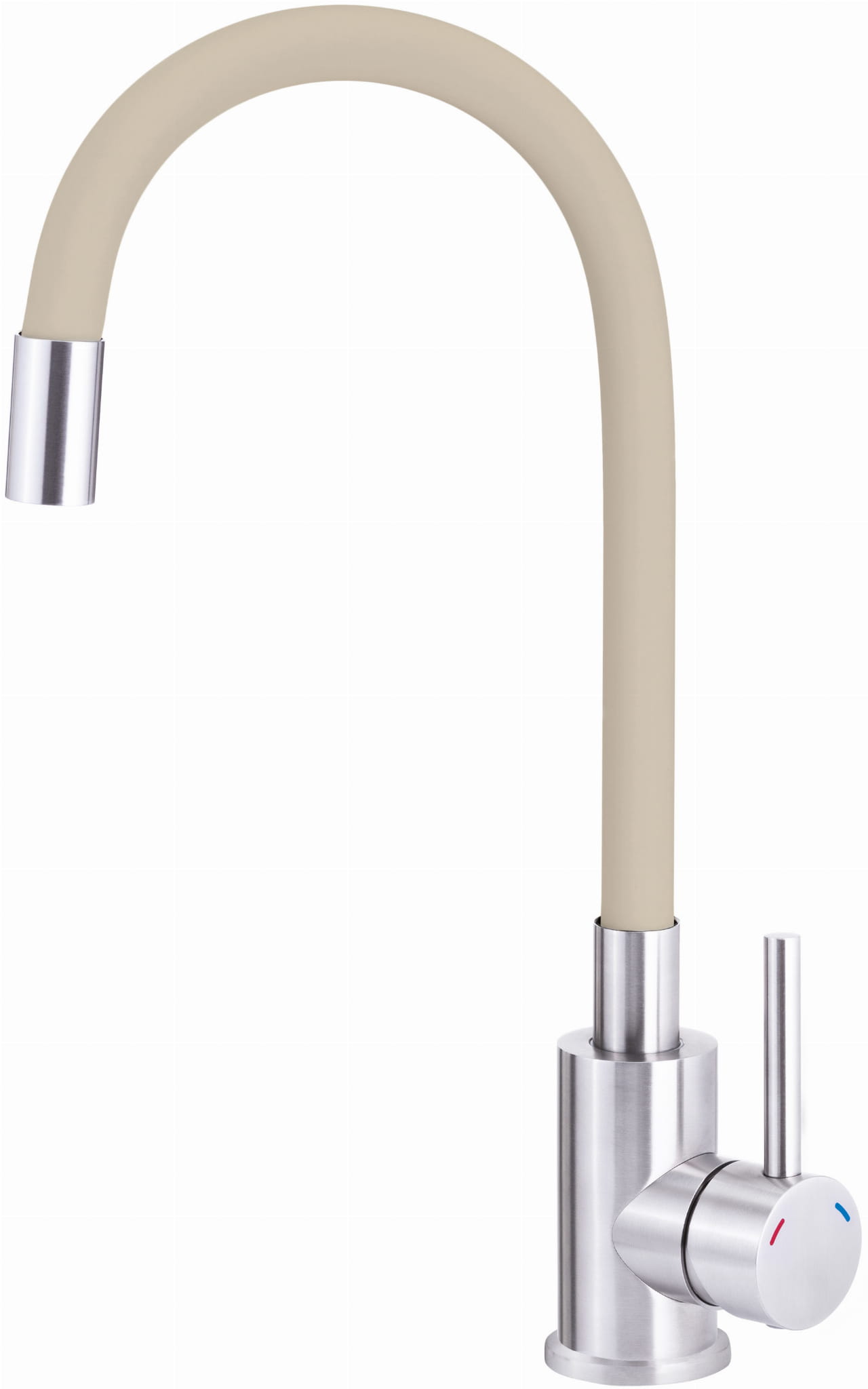 Bateria kuchenna Deante LUNO z giętą wylewką BEŻ / STAL SZCZOTKOWANA 