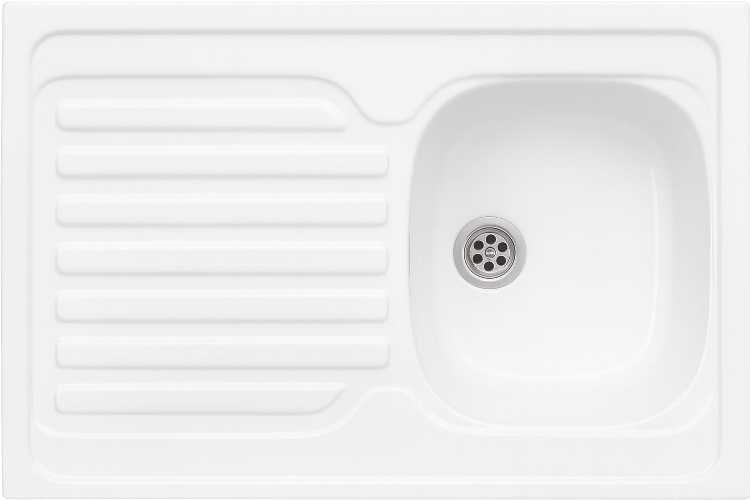 Zlewozmywak zlew jednokomorowy nakładany na szafkę biały akrylowy POLIMAT 80x60 z syfonem 