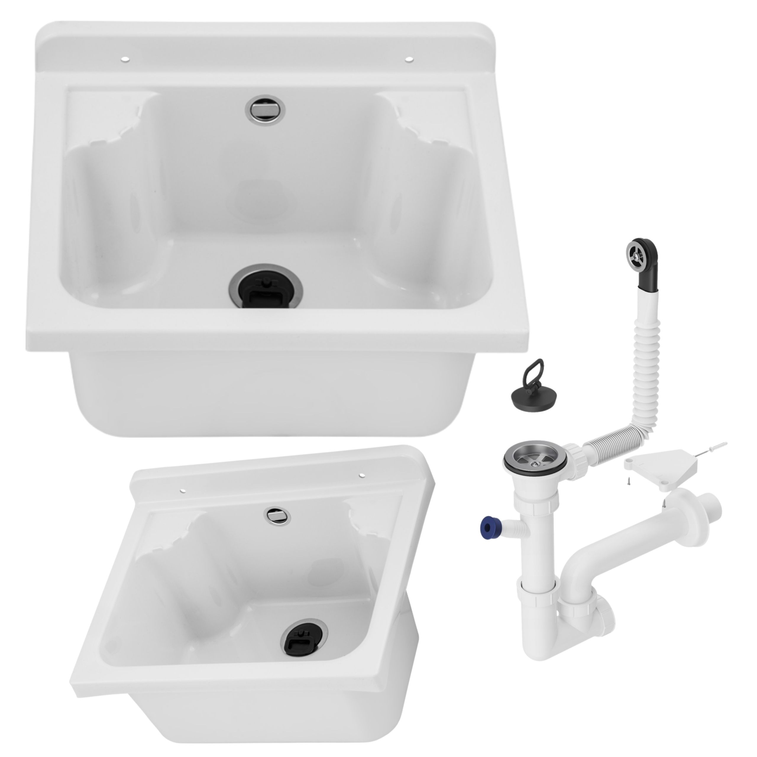 Komora gospodarcza zlew gospodarczy BIAŁY MANTA MINI z syfonem   