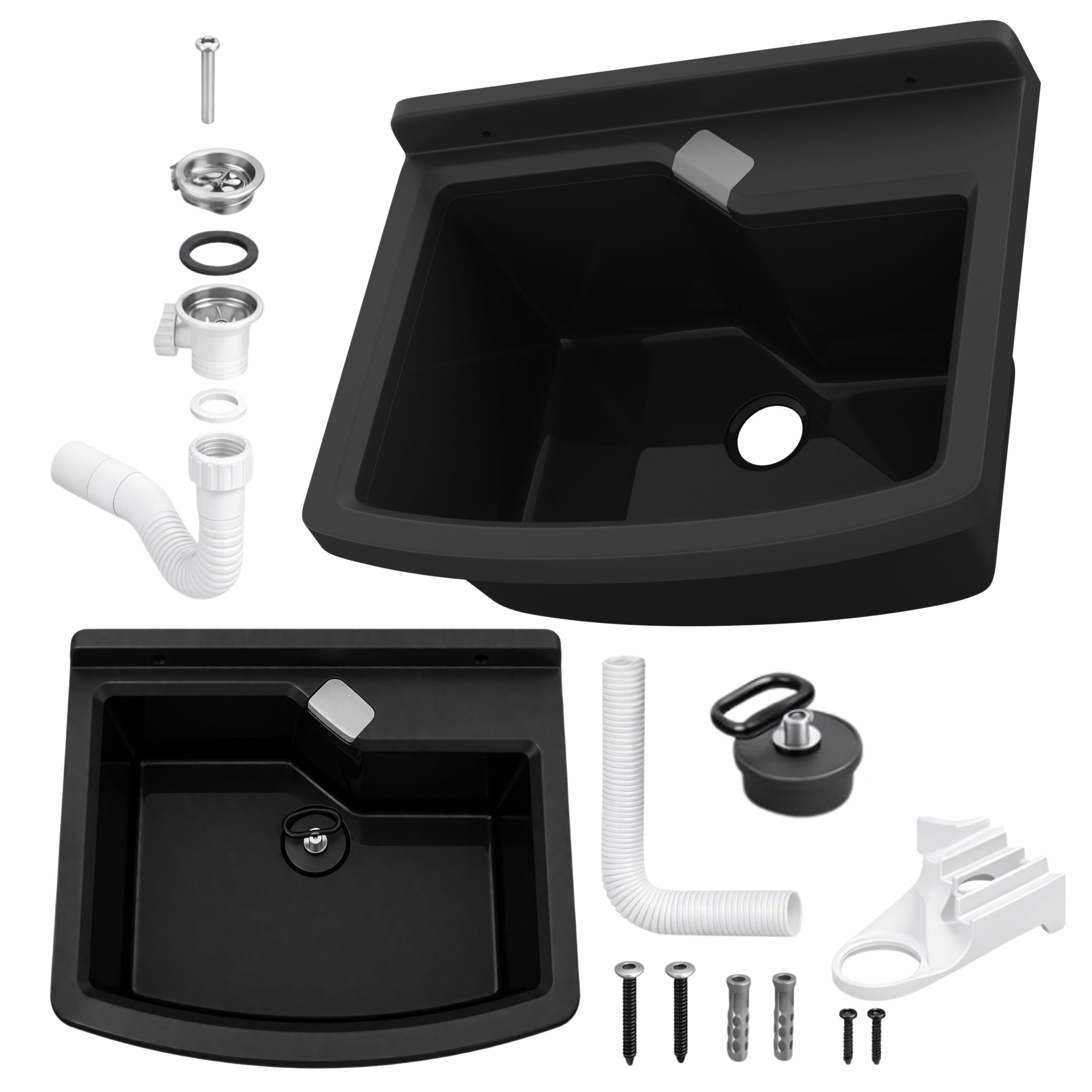 Zlewozmywak gospodarczy techniczny LIRA 50 cm CZARNY Komora robocza pralnia garaż