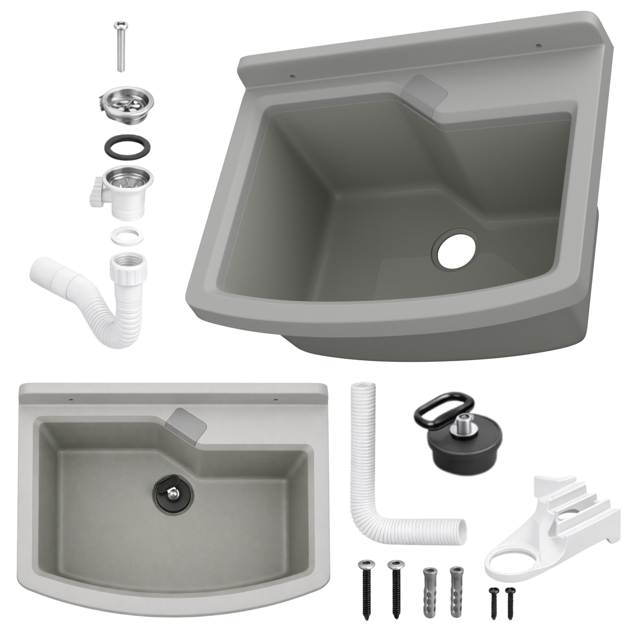 Zlewozmywak gospodarczy techniczny LIRA 50 cm SZARY Komora robocza pralnia garaż