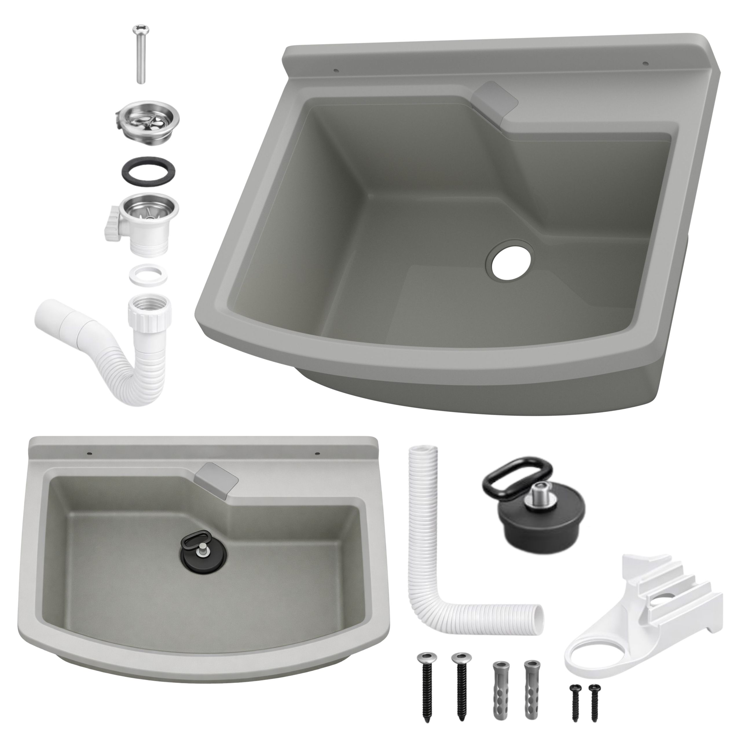 Zlewozmywak gospodarczy techniczny LIRA 60 cm SZARY Komora robocza garaż kotłownia