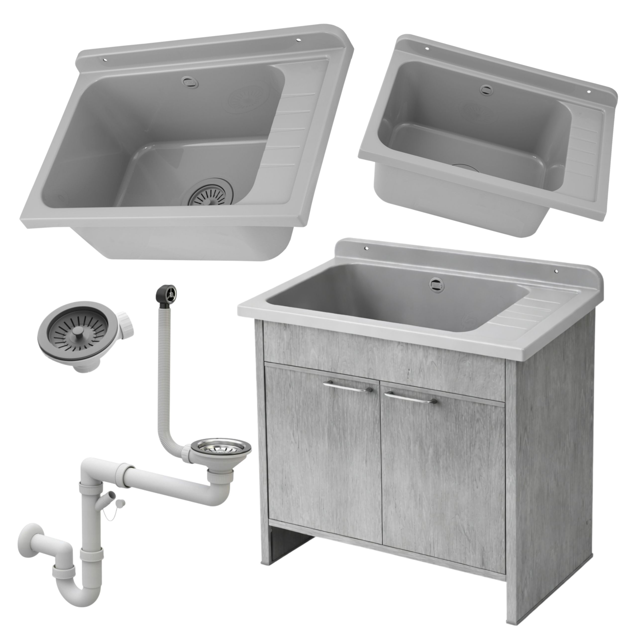 Zlewozmywak Gospodarczy SELVA SZARY z szafką