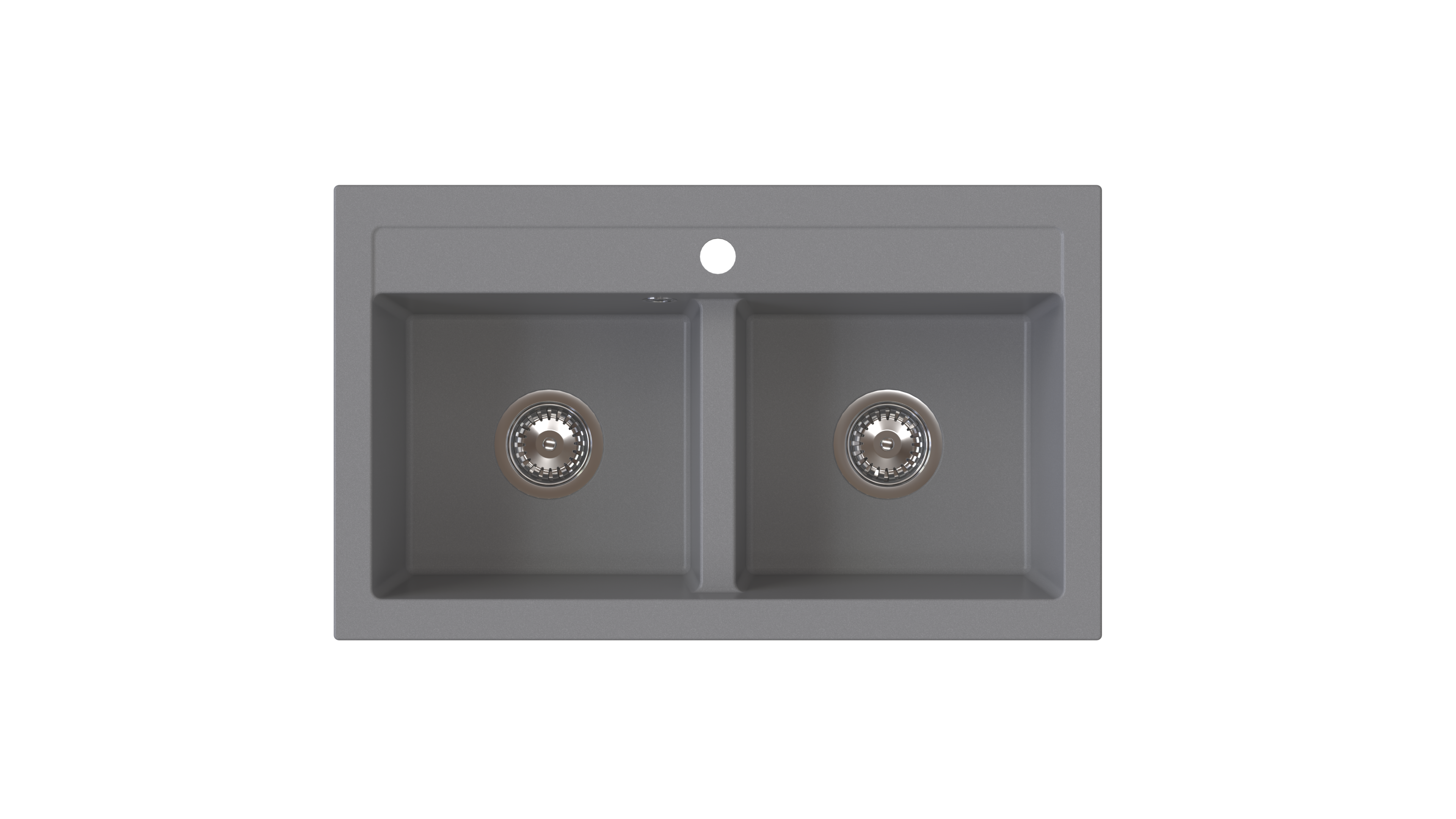 Zlewozmywak granitowy RUVETTI DOBLO 75x44,5 cm szary - zlew 2-komorowy