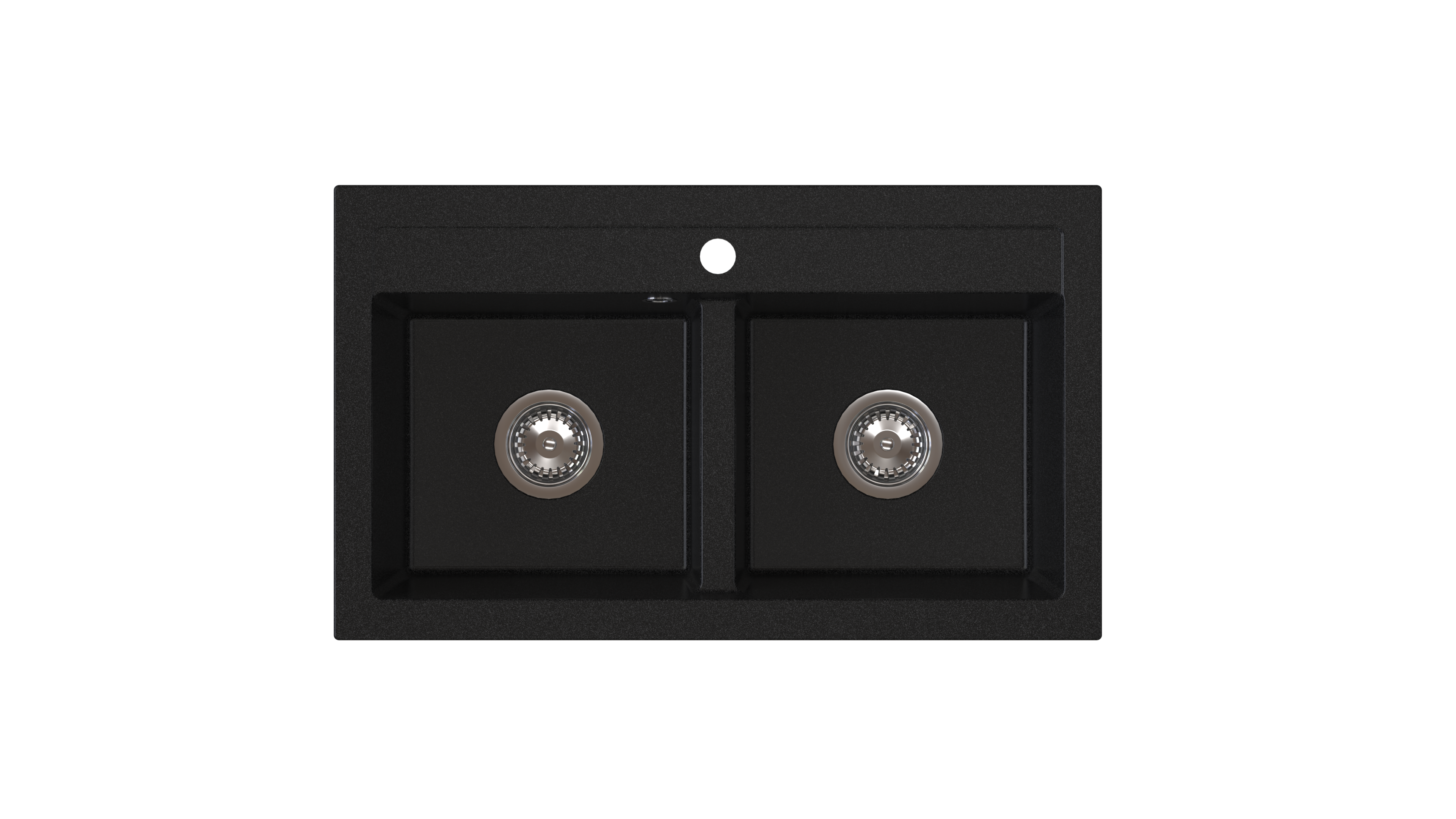 Zlewozmywak granitowy RUVETTI DOBLO 75x44,5 cm czarny - zlew 2-komorowy