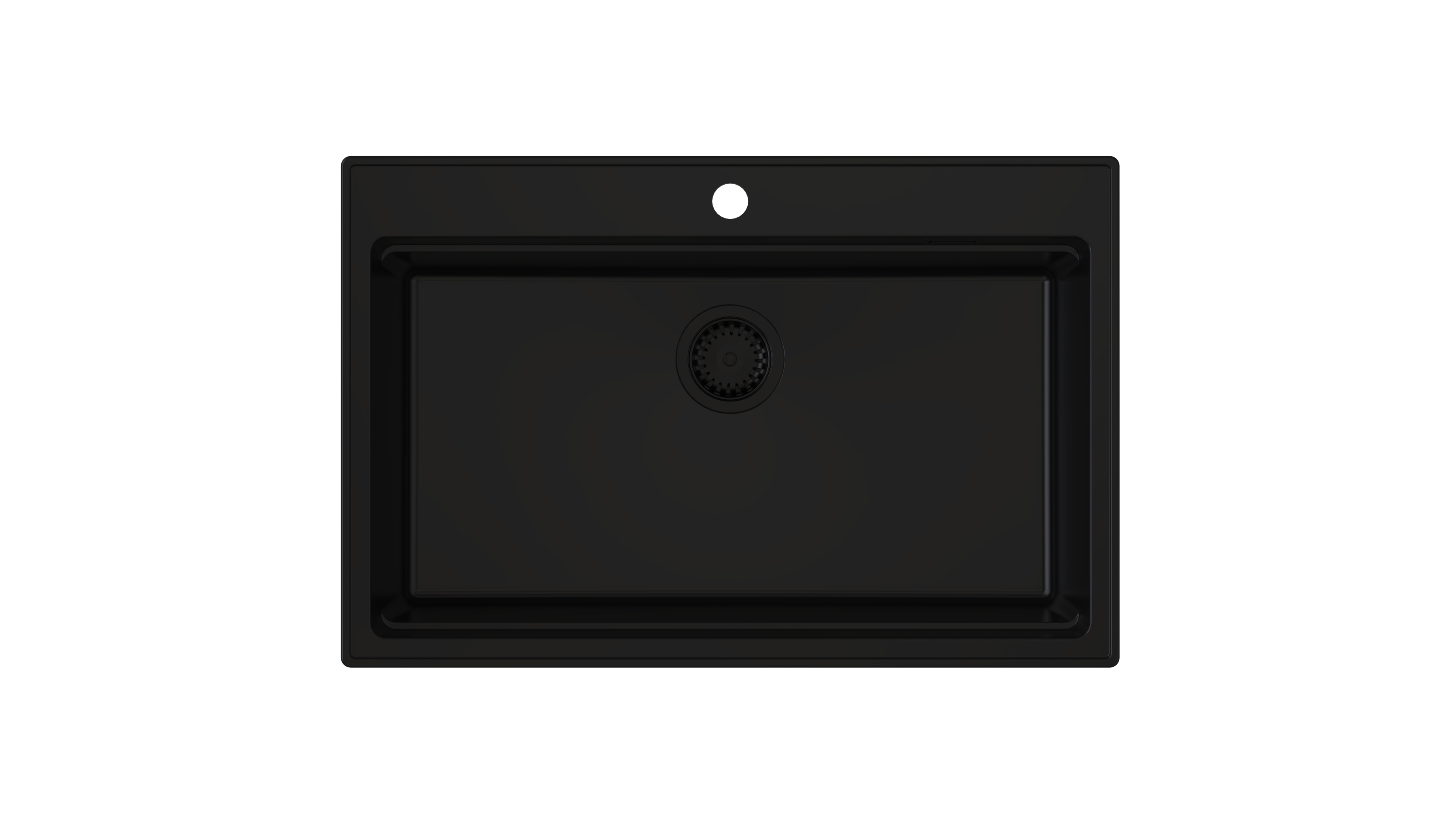 Zlewozmywak granitowy RUVETTI ABSOL 80 76x50 cm full black - zlew 1-komorowy z dozownikiem