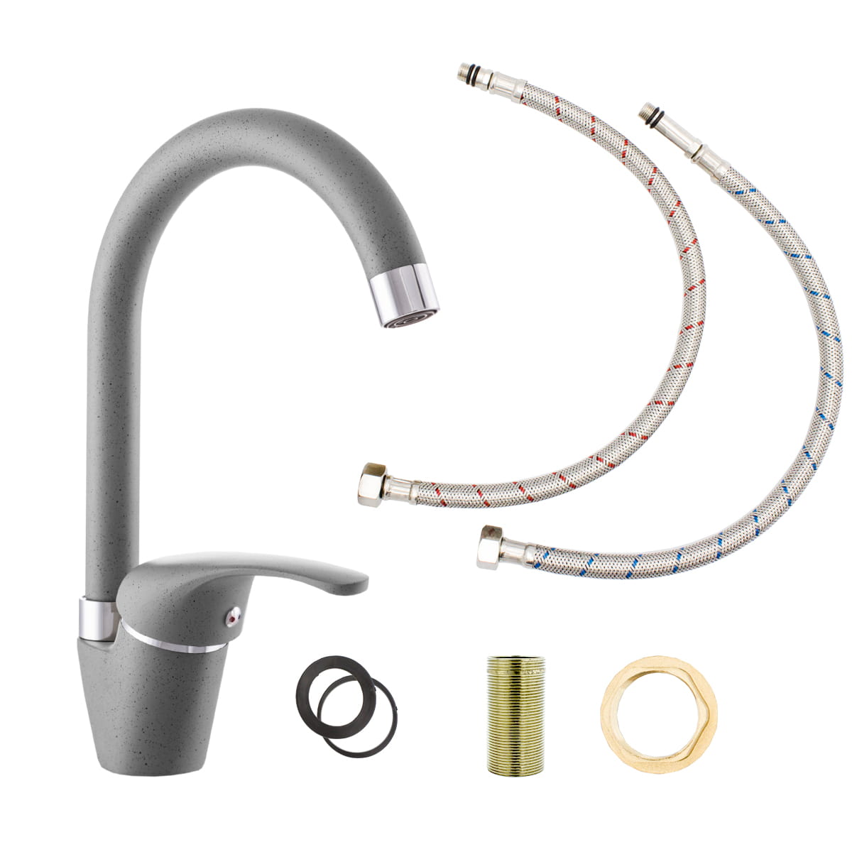 Bateria kuchenna zlewozmywakowa RIO GRANIT SZARA LAVRE - wymiary i zestaw montażowy