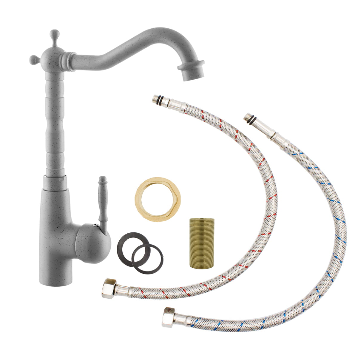 Bateria kuchenna retro szara LAVRE - komplet z akcesoriami montażowymi